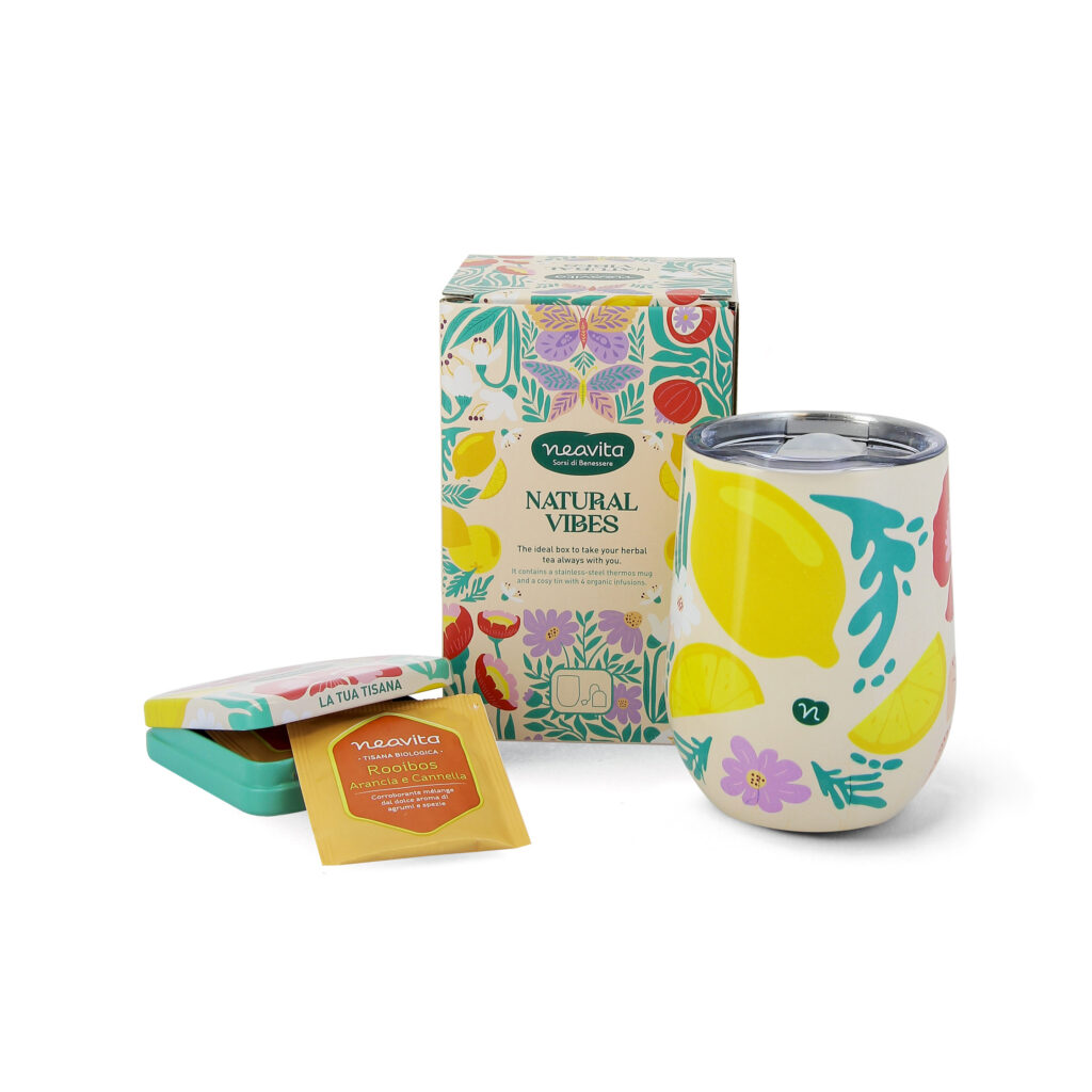 COFANETTO NATURAL VIBES 4 FILTRI BIO + TAZZA THERMOS 330 ML - Neavita